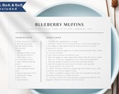 Minimalist Recipe Card Template,  Editable Simple Recipe Card, Modern Recipe Card,  Printable Recipe Card,  Personalized Recipe 6x4 7x5
