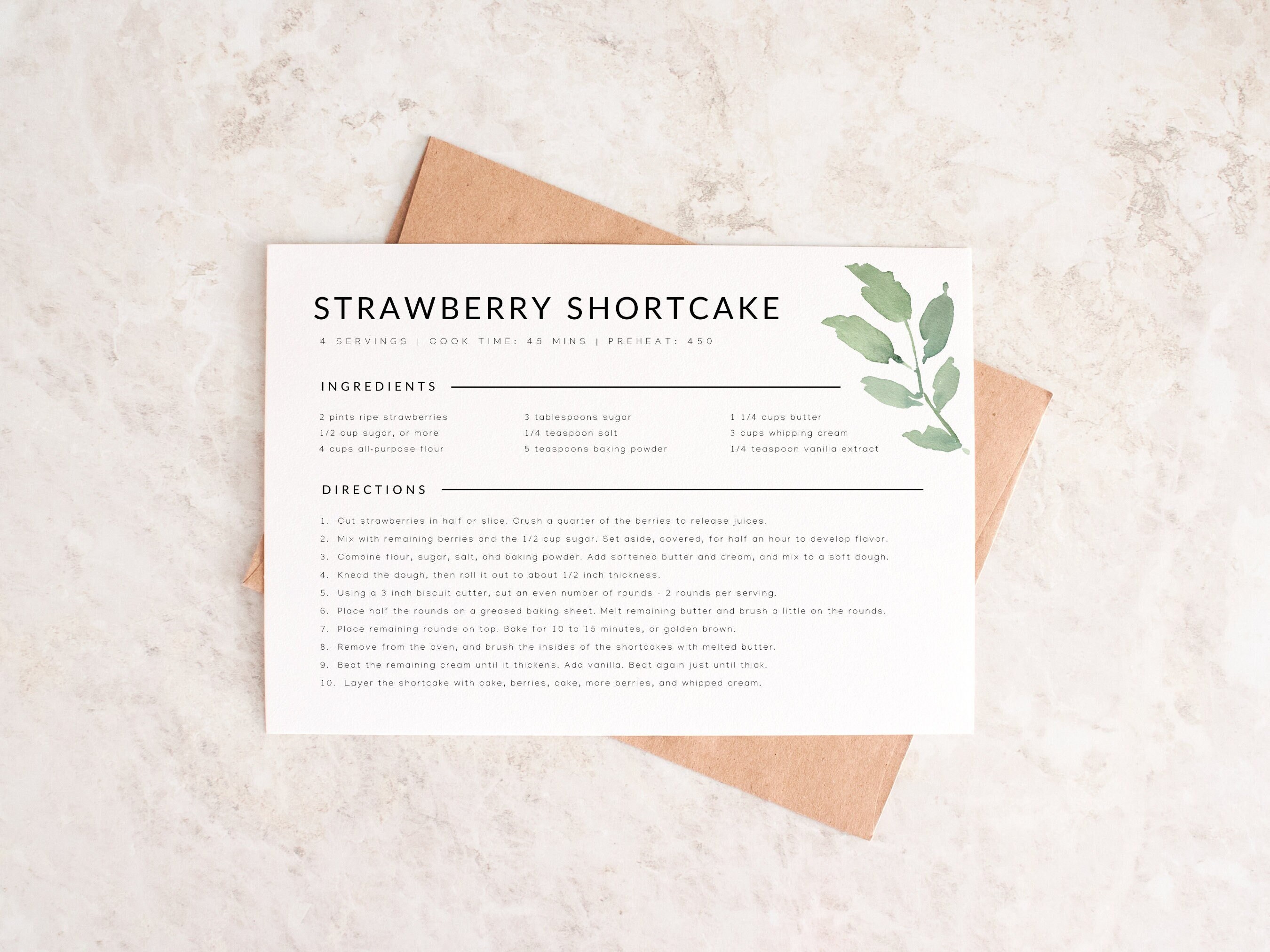 Minimalist Recipe Card Template, Editable Simple Recipe Card, Modern ...