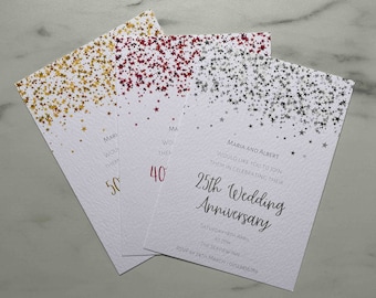 Anniversary Invitation | Personalised Stars Invitations with Envelopes | 25th 30th 40th 50th 60th Invites