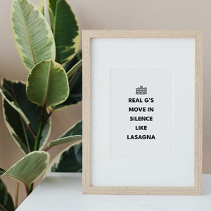 Real G&#39;s move in silence like lasagna - Rap lyrics wall art, hip hop lyric prints, Lil Wayne poster, hip hop art - DIGITAL DOWNLOAD