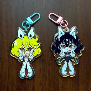 Mecha Anime Girls - Double Sided Holographic Acrylic Charms