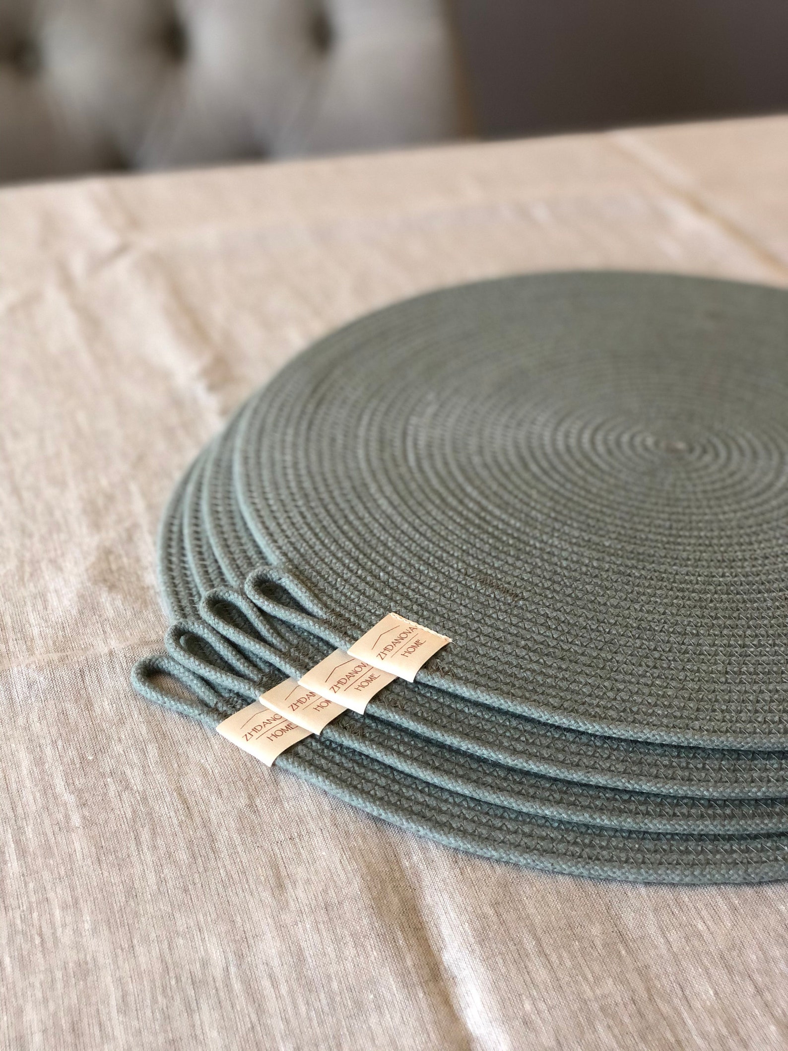 Black round placematstable placemats round serving Etsy