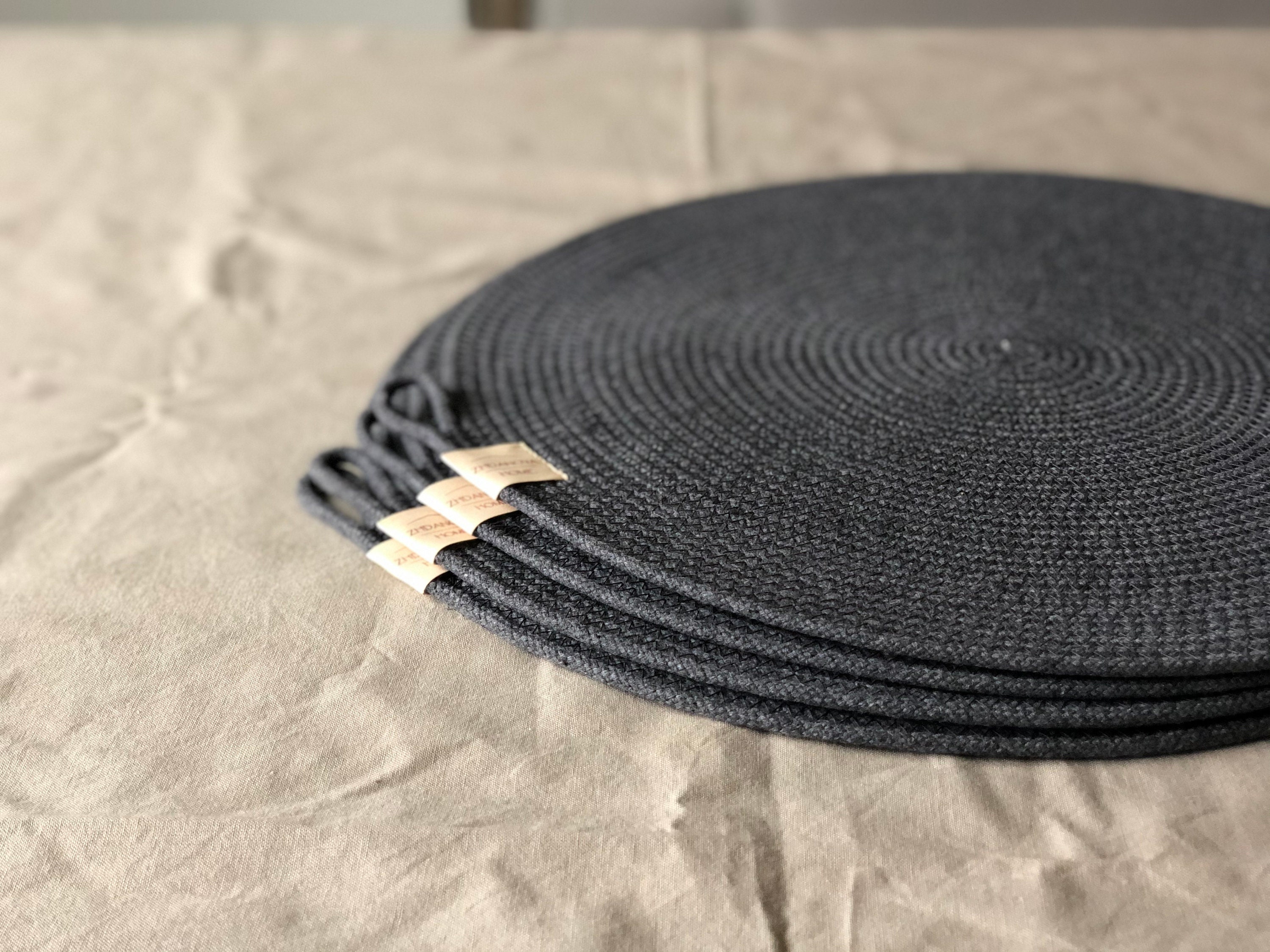 Black round placemats4 black round placematstable Etsy
