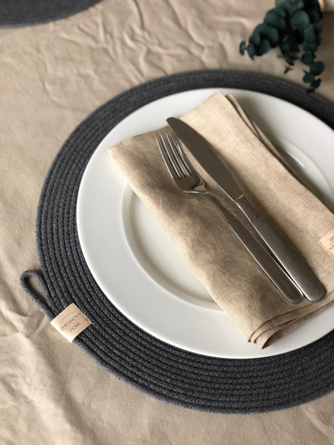 Round light green placemats for plates4 round Etsy