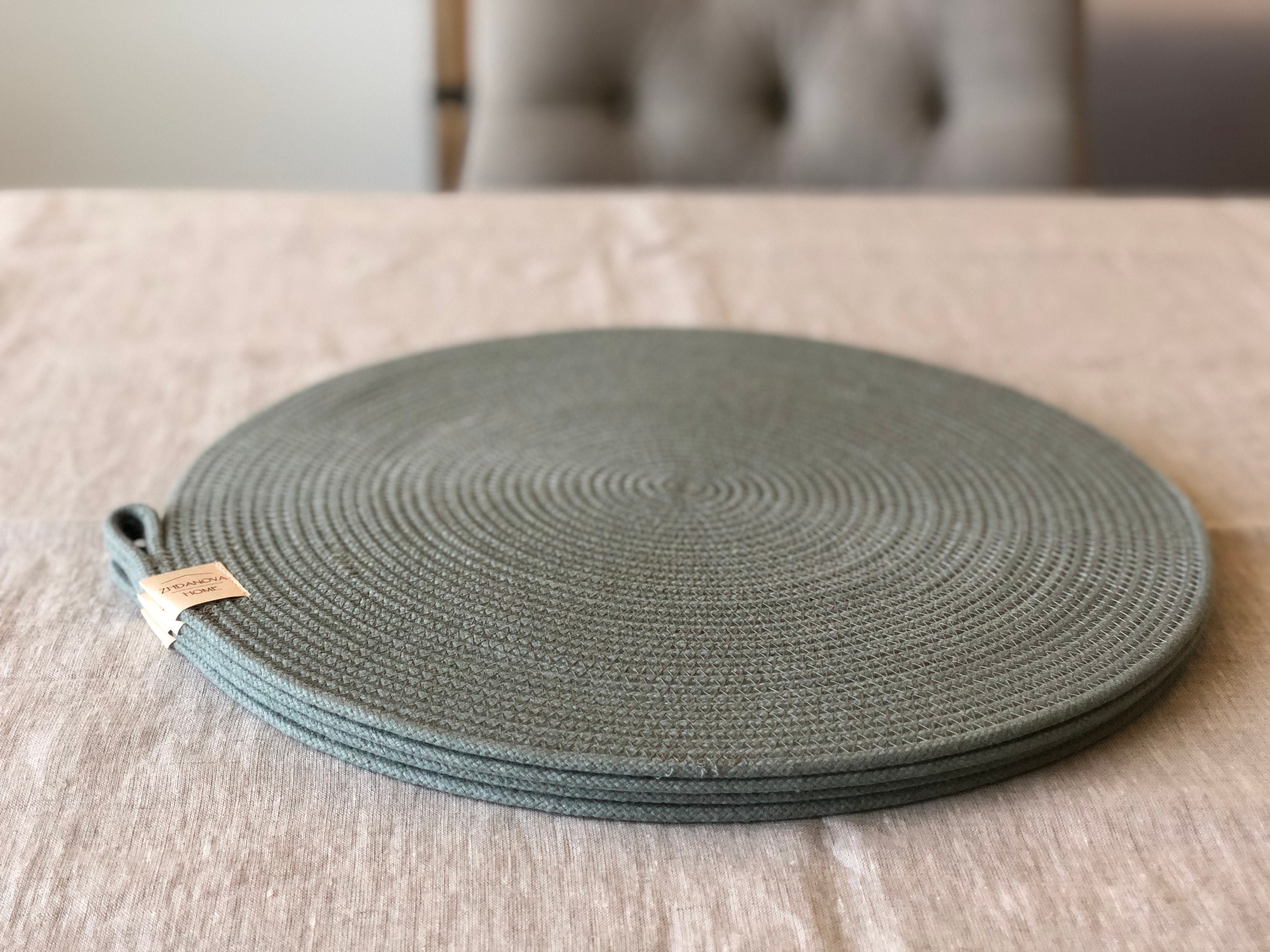 Round light green placemats for plates4 round Etsy