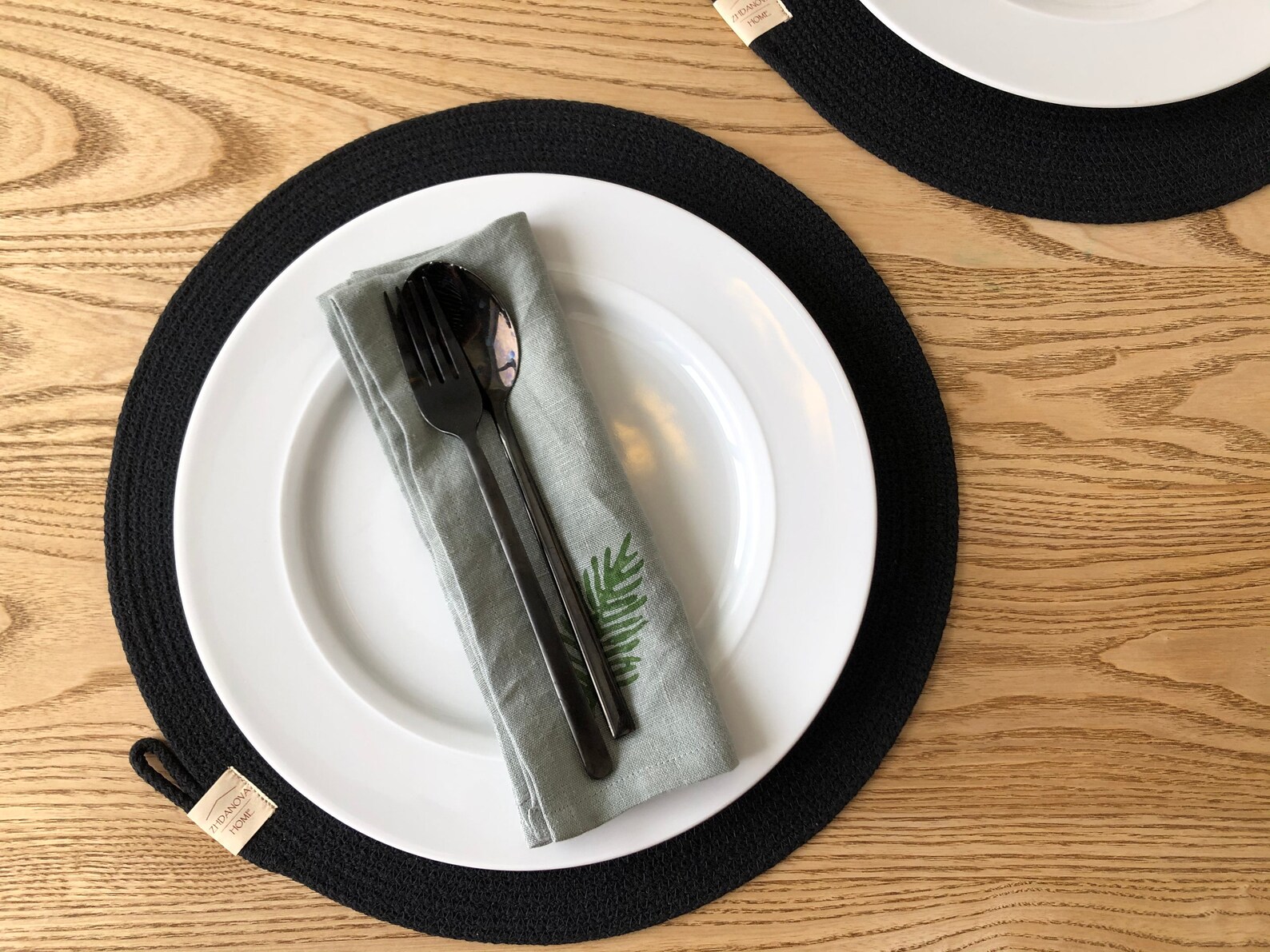 Black round placematstable placemats round serving Etsy