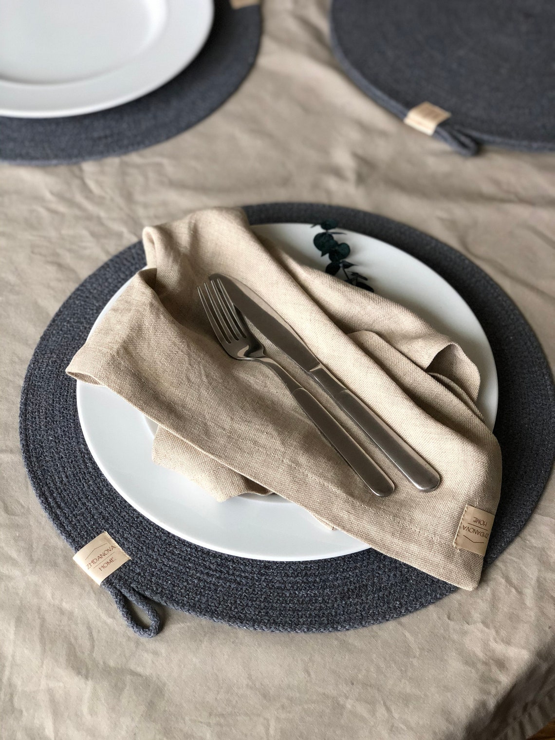 Black round placematstable placemats round serving Etsy