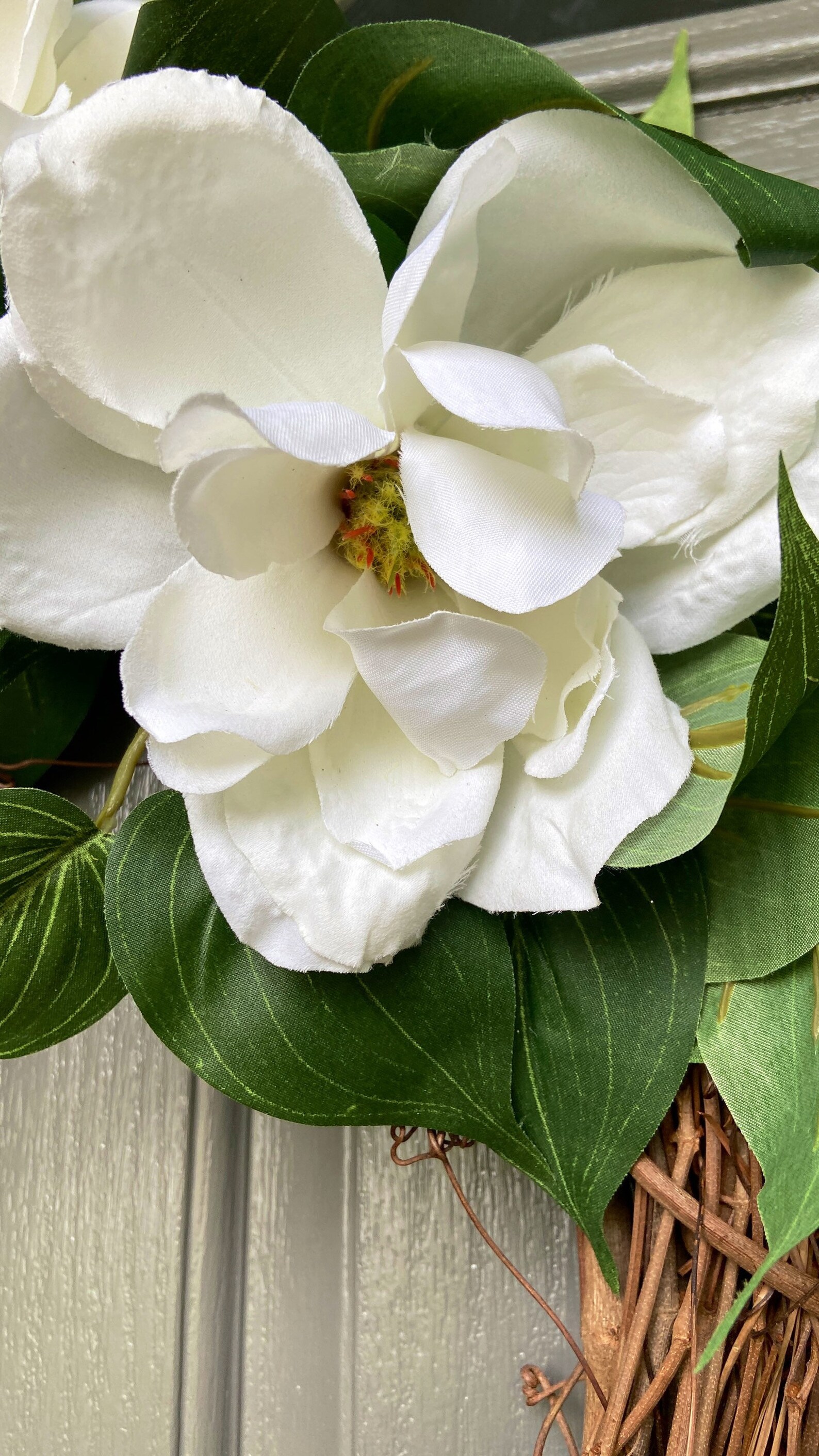 White Magnolia Wreath Farmhouse Wreath Front Door Wreath Etsy UK