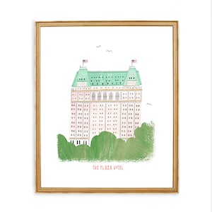 The Plaza Hotel Art Print / Decoración de la pared de la ciudad de Nueva York / Edificio clásico de Nueva York / Manhattan Landmark Print / Ilustración infantil