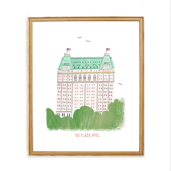 The Plaza Hotel Art Print | New York City Wall Decor | Classic NYC Building| Manhattan Landmark Print | Children's Illustration