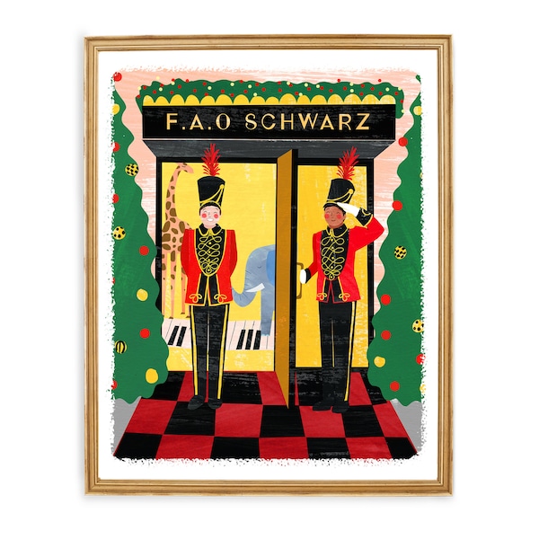 Christmas Toy Soldiers at FAO Schwarz | NYC at Christmastime | New York City Christmas | Rock Plaza | Holiday Illustration | Cute Christmas