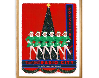 Rockettes Kicking | NYC at Christmastime | New York City Christmas | Radio City Music Hall | Holiday Illustration | Cute Christmas | Dancers