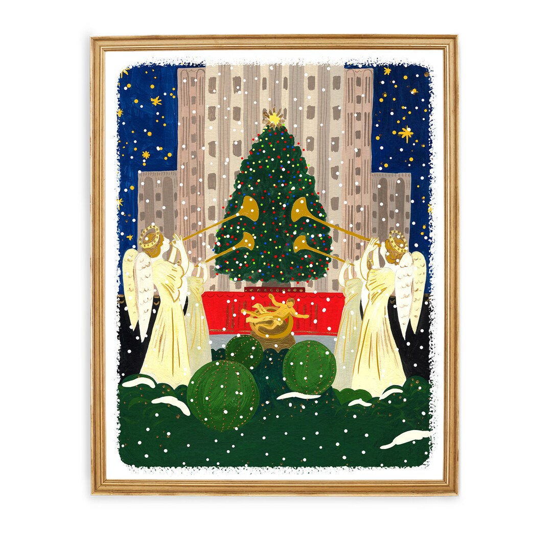 Rockefeller Christmas Tree Painting NYC at Christmastime New York City
