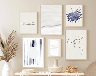 Boho Beach Prints, Coastal Gallery Wall, Set of 6 Prints, Livingroom Wall Art, Abstract Wall Prints, Boho Home Decor, Digital Download