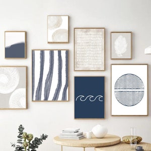 Coastal Wall Art, Beach Gallery Wall, Boho Beach Wall Art, Beachy Prints, Ocean Art, Navy Blue Abstract Art, Beach Prints, Printable Bundle