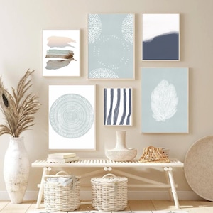 Beach Gallery Wall, Set of 6 Prints, Printable Wall Art, Abstract Beach Prints, Set of Wall Art, Modern Beach Art, Instant Download