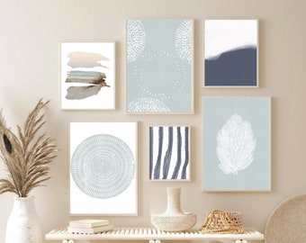 Beach Gallery Wall, Set of 6 Prints, Printable Wall Art, Abstract Beach Prints, Set of Wall Art, Modern Beach Art, Instant Download