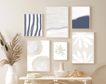 Printable Wall Art, Beach Gallery Wall, Set of 6 Prints, Coastal Gallery Wall, Neutral wall art, Beach House Art, Modern Beach Art