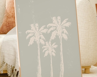 Palm Tree Print, Palm Trees Art, Boho Beach Art, Palm Tree Printable, Tropical Wall Art, Coastal Art, Beach Home Decor, Digital Download