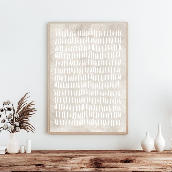 Weiße abstrakte Wandkunst, druckbare Wandkunst, beige Druck, neutrale Wandkunst, Punktedruck, moderne abstrakte Kunst, Minimal Art, Sofortiger Download