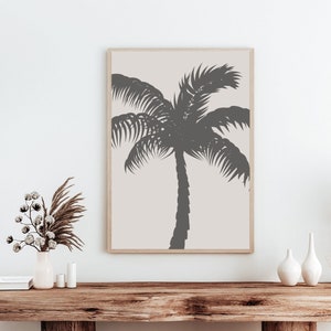 Palm Tree Wall Art, Palm Tree Print, Beach Prints, Neutral beach Art, boho beach art, Beach themed art, coastal wall decor, Download Print