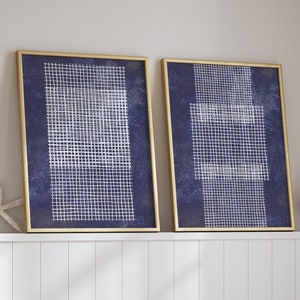 Blue Abstract Wall Art, Indigo Blue Prints, Set of 2 Prints, Coastal Art, Blue and White Gallery Wall, Blue Abstract Art, Instant Download