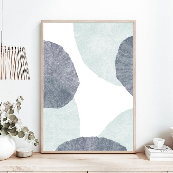 Blue Watercolor Print, Beach Abstract Wall Art, Abstract Circles Art, Coastal Wall Decor, Abstract Painting, Beach Decor, Instant Download