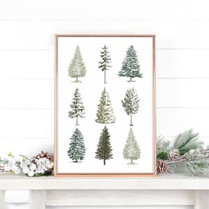 Pine Trees Wall Art, Winter Wall Art, Winter Decor, Forest Print, Winter home Decor, Winter Printable Art, Evergreen Art Print, Digital Art