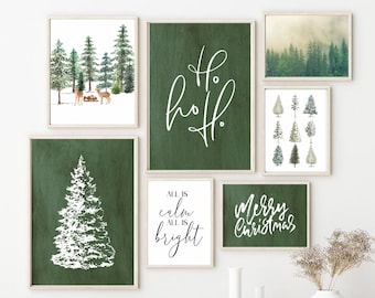 Christmas Gallery Wall Set, Green Christmas Decor, Christmas wall art, Christmas Printable Art, Christmas Poster Bundle, Digital Download