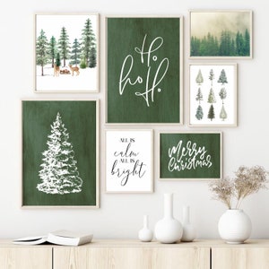 Christmas Gallery Wall Set, Green Christmas Decor, Christmas wall art, Christmas Printable Art, Christmas Poster Bundle, Digital Download