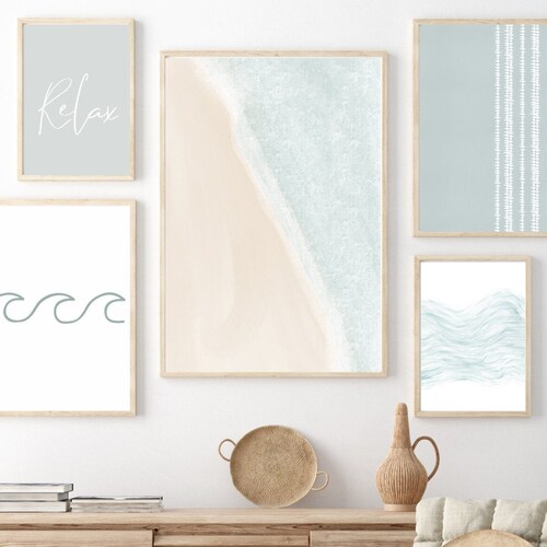 Beach Printable Art Beach Gallery Wall Art Set of 5 Coastal Etsy