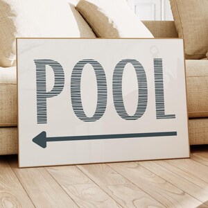 Pool Directional Sign: Modern Coastal Art Print (digital Download) - Etsy