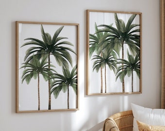 Palm Tree Print, Palm Tree Wall Art, Palm Tree Poster, Palm Tree Photo, Set of 2 Prints, Tropical Wall Art, Boho Coastal, Digital Download