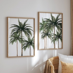 Palm Tree Print, Palm Tree Wall Art, Palm Tree Poster, Palm Tree Photo, Set of 2 Prints, Tropical Wall Art, Boho Coastal, Digital Download