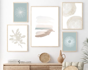 Boho Beach Gallery Wall, Set of 5 Prints, Boho Coastal Wall Art, Beach Printable, Ocean Photograph, Abstract Beach Prints, Instant Download