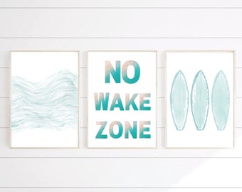 Stampe per l'asilo nido da spiaggia, set di 3 stampe, asilo nido costiero, arte della parete della galleria, arredamento per il surf, asilo nido Boho Beach, stampe per il surf, stampabile istantaneamente