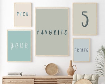 Pick any 5 prints, custom gallery wall, personalized art prints, custom wall art, personalized wall prints, digital download