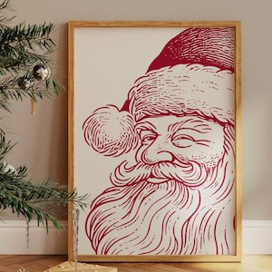 Santa Print, Santa Wall Art, Santa Downloadable Art, Vintage Santa Print, Vintage Christmas Print, Christmas Wall Art, Digital Downloadable