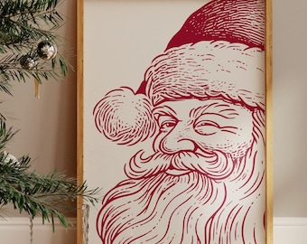 Santa Print, Santa Wall Art, Santa Downloadable Art, Vintage Santa Print, Vintage Christmas Print, Christmas Wall Art, Digital Downloadable