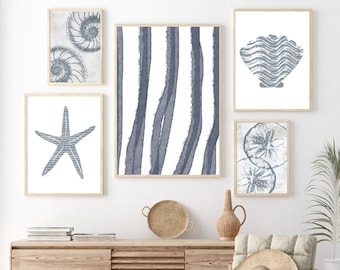 Coastal Gallery Wall, Set of 5 Prints, Beach Prints, Modern Beach Art, Abstract Beach Prints, Boho Beach Prints, Beach House Decor, Download