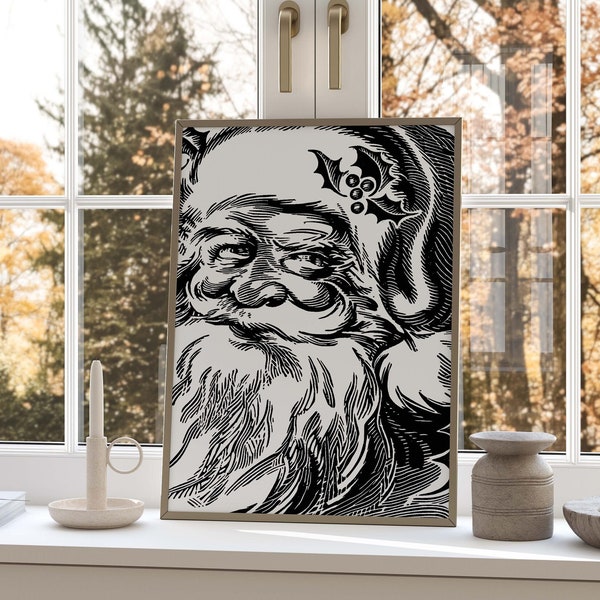 Black Santa Canvas Wall Art Etsy