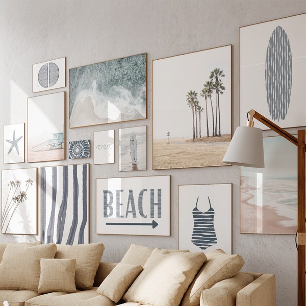 Art mural côtier, impressions de plage, ensemble mural de galerie de plage, littoral moderne, décoration murale côtière, photos de plage, art de salon, art imprimable