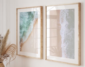 Beach Prints, Set of 2 Wall Art, Beach Photographs, Boho Coastal Wall Art, Modern Coastal Decor, Coastal Chic Art, Ocean Wave, Printable Art