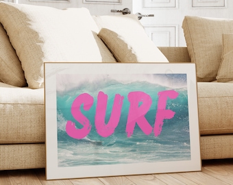 Küsten Druck, Surfen Druck, Beachy Art, Ozean Kunst, Strand Fotografie, Bunter Strand Druck, Surfer Kunst, Moderne Strandkunst, druckbare Wandkunst