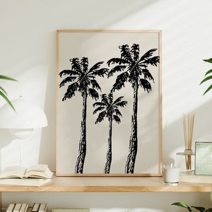 Palm Tree Print, Palm Tree Wall Art, Beach Prints, Beach Wall Art, Neutral Beach Art, Coastal Decor, Palm Trees Poster,  Printable Wall Art