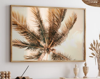 Palm Tree Print, Neutral Beach Art, Boho Beach Art, Palm Tree Printable, Tropical Wall Art, Coastal Art, Beach Home Decor, Digital Download