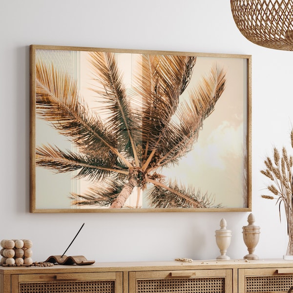 Palm Tree Print, Neutral Beach Art, Boho Beach Art, Palm Tree Printable, Tropical Wall Art, Coastal Art, Beach Home Decor, Digital Download