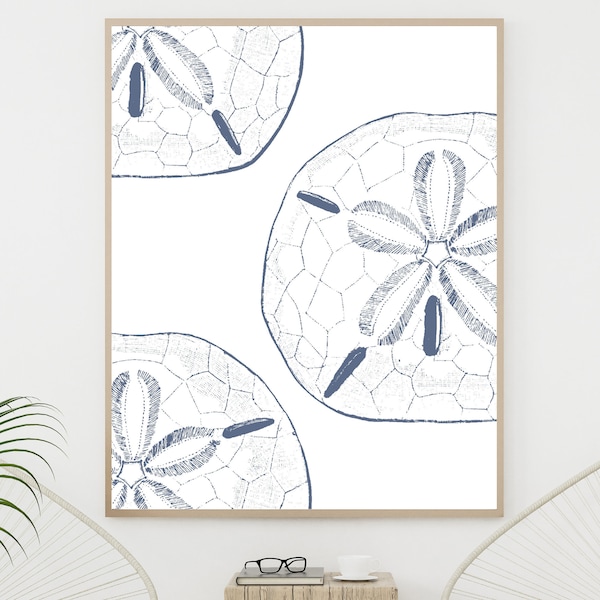 Sand Dollar Wall Art, Printable Wall Art, Modern Coastal Print, Beach Home Decor, Nautical Art, Beach Prints, Digital Download