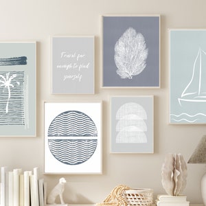 Beach Gallery Wall, Set of 6 Prints, Coastal Print, Beach House Decor, Printable Gallery Wall, Coastal Wall Art, Beach Art, Digital Download