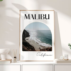 Malibu Wall Art, Travel Poster, California Print, Coastal California Art, Magazine Cover Art, Beach Decor, Printable Wall Art, Coastal View